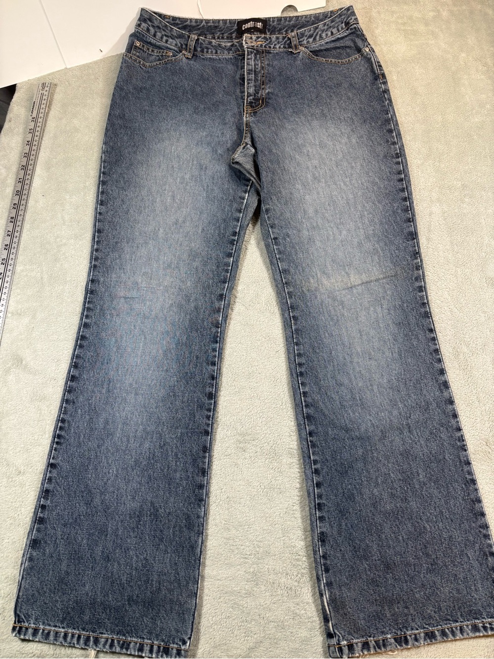 Contrast Vintage Mid Rise Wide Leg Bootcut Jeans Size 11 100% Cotton